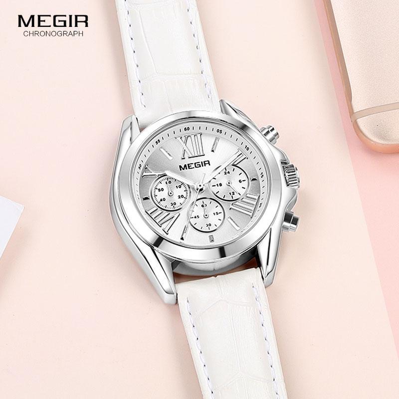 Women's Luxury Sport Chronograph Watch ⌚✨ Quartz Waterproof Leather Strap | White & Red 🤍💛