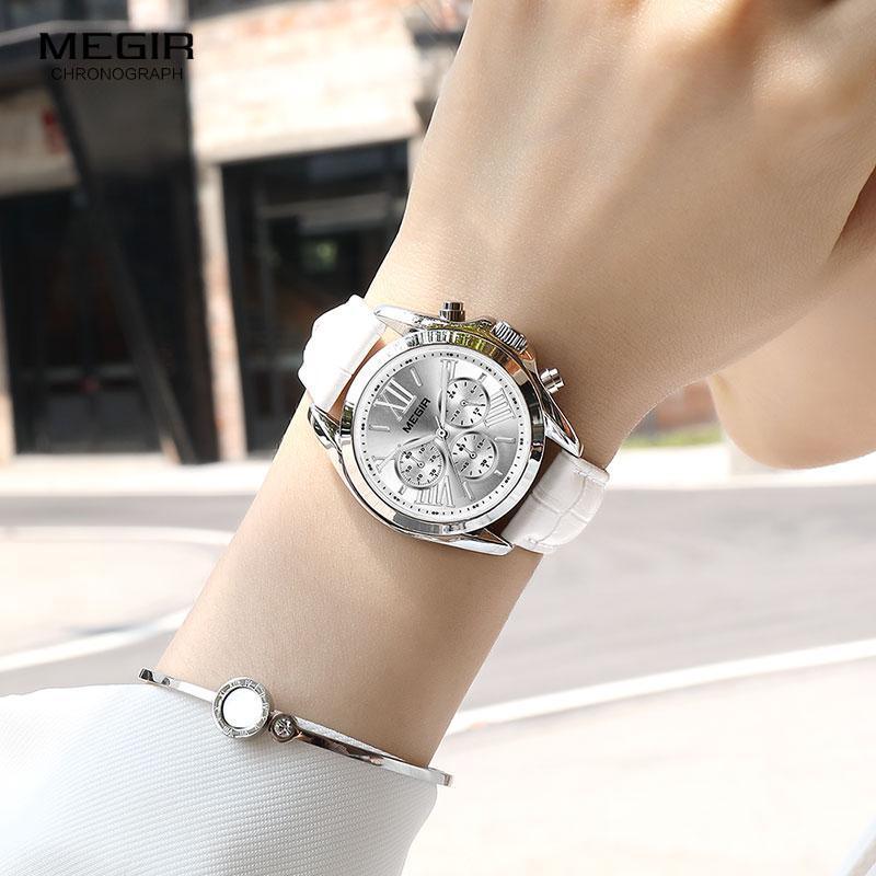 Women's Luxury Sport Chronograph Watch ⌚✨ Quartz Waterproof Leather Strap | White & Red 🤍💛