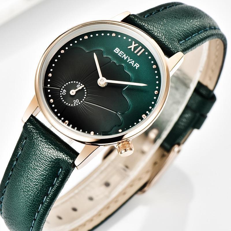Women's Luxury Round Analog Quartz Watch ⌚✨ Waterproof Casual Wristwatch | 6 Colors 🤍💙🖤