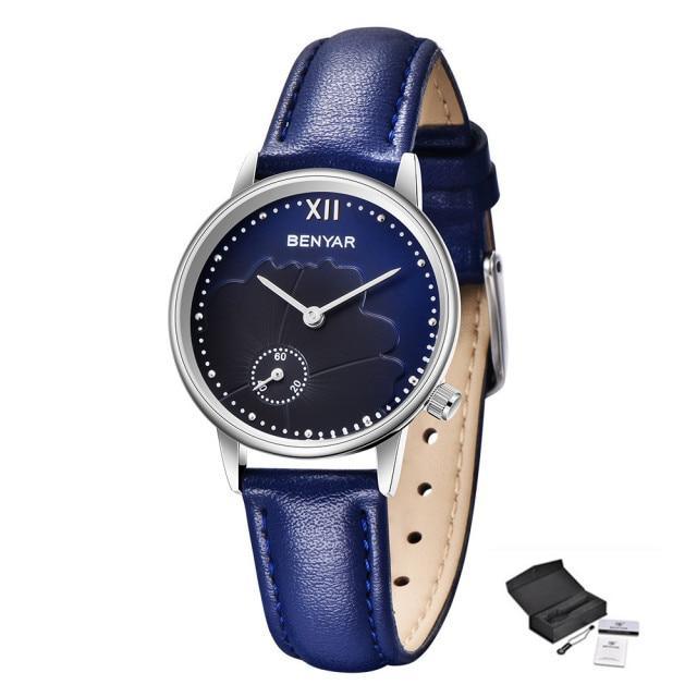 Women's Luxury Round Analog Quartz Watch ⌚✨ Waterproof Casual Wristwatch | 6 Colors 🤍💙🖤
