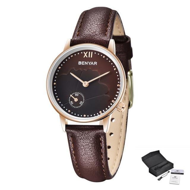 Women's Luxury Round Analog Quartz Watch ⌚✨ Waterproof Casual Wristwatch | 6 Colors 🤍💙🖤