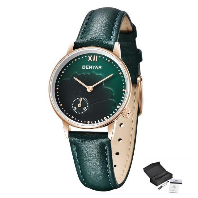 Women's Luxury Round Analog Quartz Watch ⌚✨ Waterproof Casual Wristwatch | 6 Colors 🤍💙🖤