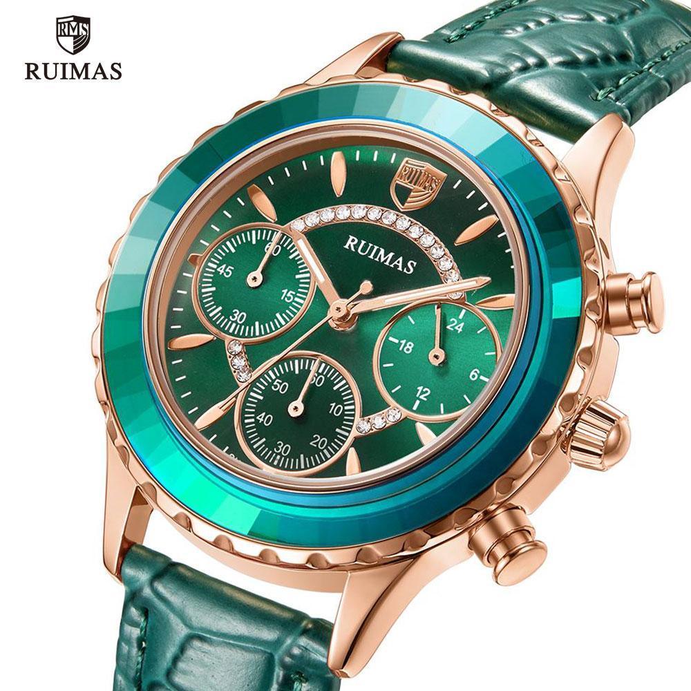 Women's Luxury Multifunctional Business Watch ⌚✨ Chronograph Quartz Leather Strap | Green, Blue, Purple & Brown 💚💙💜