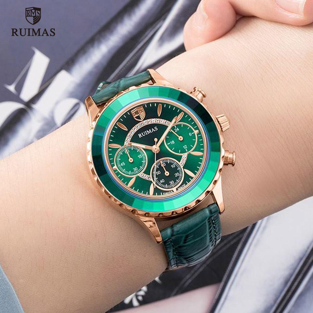 Women's Luxury Multifunctional Business Watch ⌚✨ Chronograph Quartz Leather Strap | Green, Blue, Purple & Brown 💚💙💜