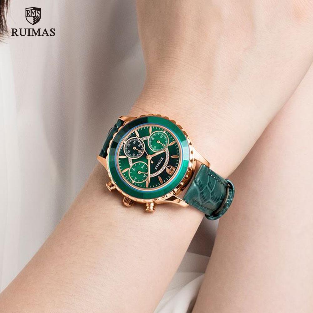Women's Luxury Multifunctional Business Watch ⌚✨ Chronograph Quartz Leather Strap | Green, Blue, Purple & Brown 💚💙💜