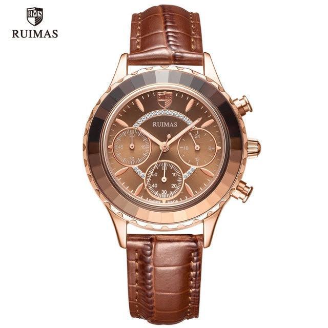 Women's Luxury Multifunctional Business Watch ⌚✨ Chronograph Quartz Leather Strap | Green, Blue, Purple & Brown 💚💙💜