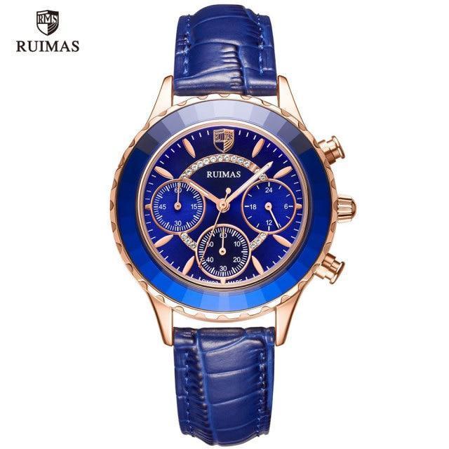 Women's Luxury Multifunctional Business Watch ⌚✨ Chronograph Quartz Leather Strap | Green, Blue, Purple & Brown 💚💙💜
