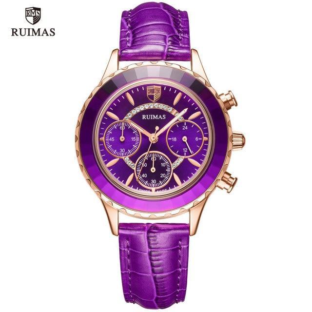 Women's Luxury Multifunctional Business Watch ⌚✨ Chronograph Quartz Leather Strap | Green, Blue, Purple & Brown 💚💙💜