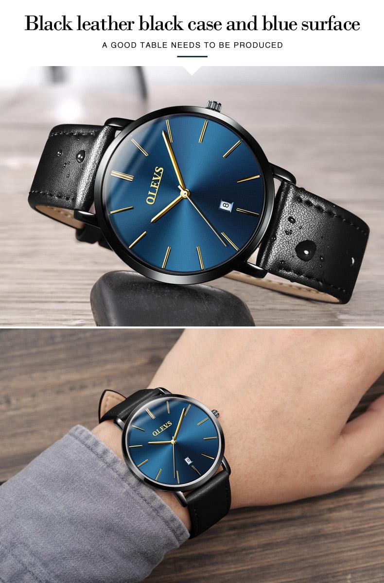 Couples Ultra-Thin Minimalist Watch Set ⌚✨ Quartz Leather Strap Waterproof Calendar | 6 Colors ❤️🖤🤍