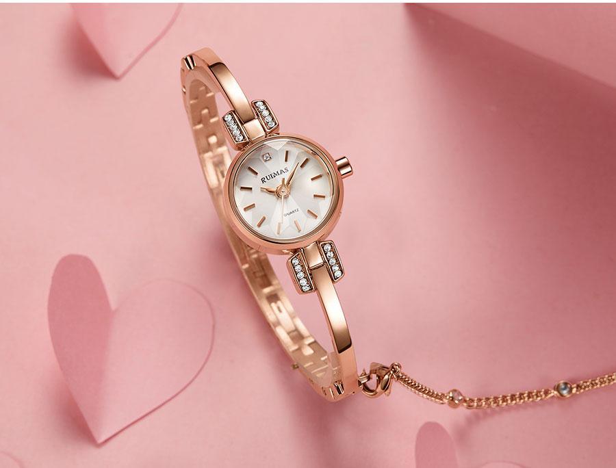 Women's Luxury Mini Round Bracelet Watch ⌚✨ Quartz Waterproof | Rose, White & Red 🌹❤️🤍