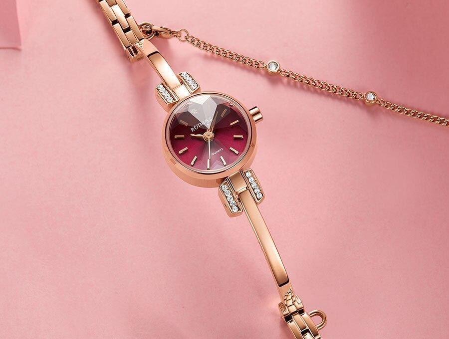 Women's Luxury Mini Round Bracelet Watch ⌚✨ Quartz Waterproof | Rose, White & Red 🌹❤️🤍