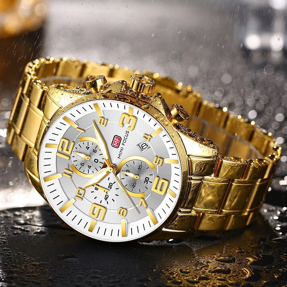 Men's Luxury Sport Quartz Watch ⌚✨ Waterproof Stainless Steel Luminous Hands | 8 Colors 🖤💛🤍