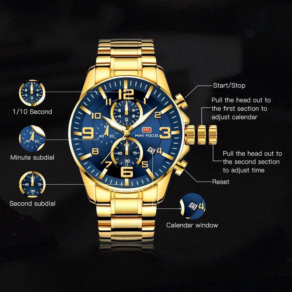 Men's Luxury Sport Quartz Watch ⌚✨ Waterproof Stainless Steel Luminous Hands | 8 Colors 🖤💛🤍