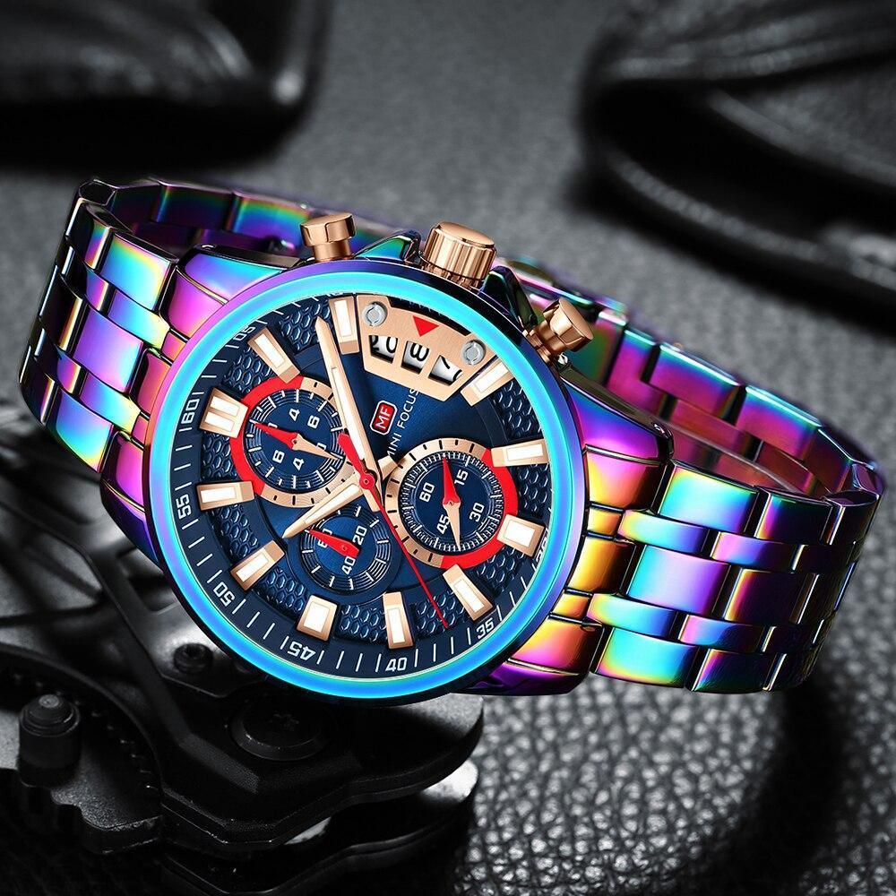 Men's Luxury Colorful Sport Quartz Watch ⌚✨ Waterproof Stainless Steel Multifunctional | 12 Colors 🖤💜💙