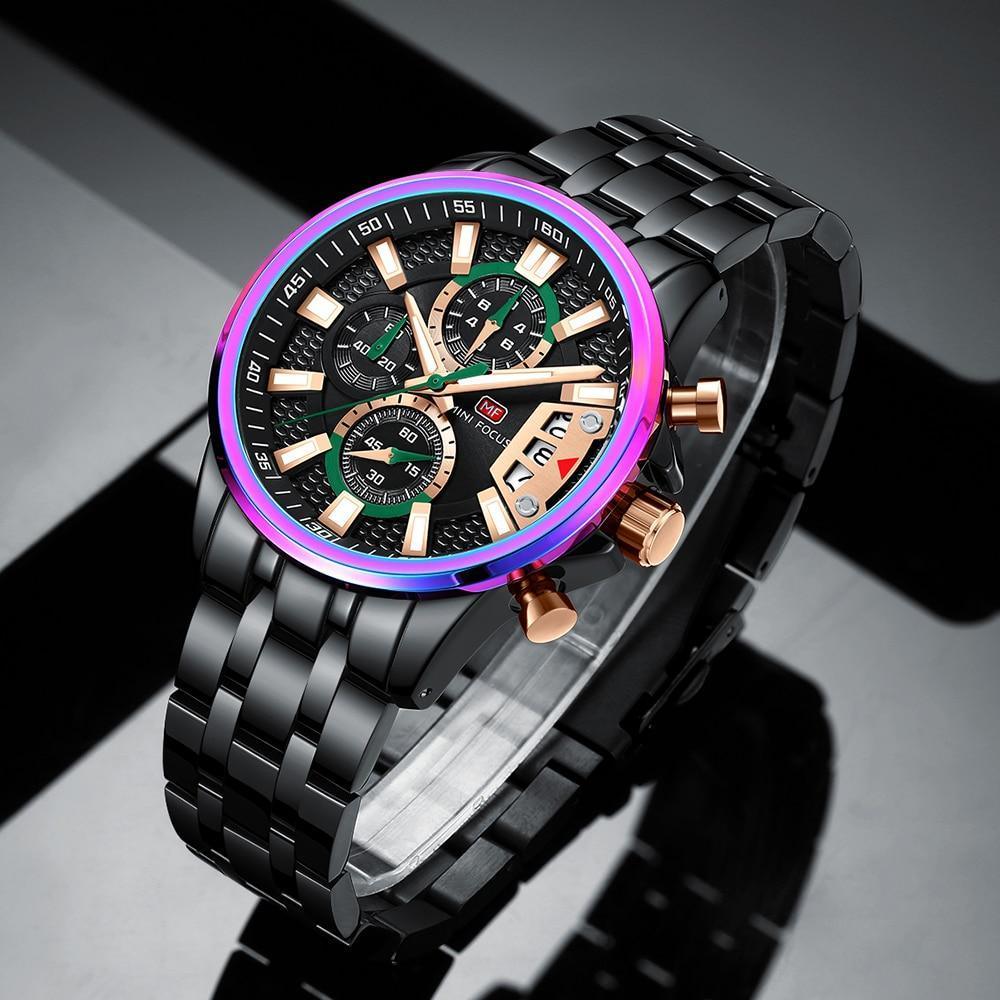 Men's Luxury Colorful Sport Quartz Watch ⌚✨ Waterproof Stainless Steel Multifunctional | 12 Colors 🖤💜💙