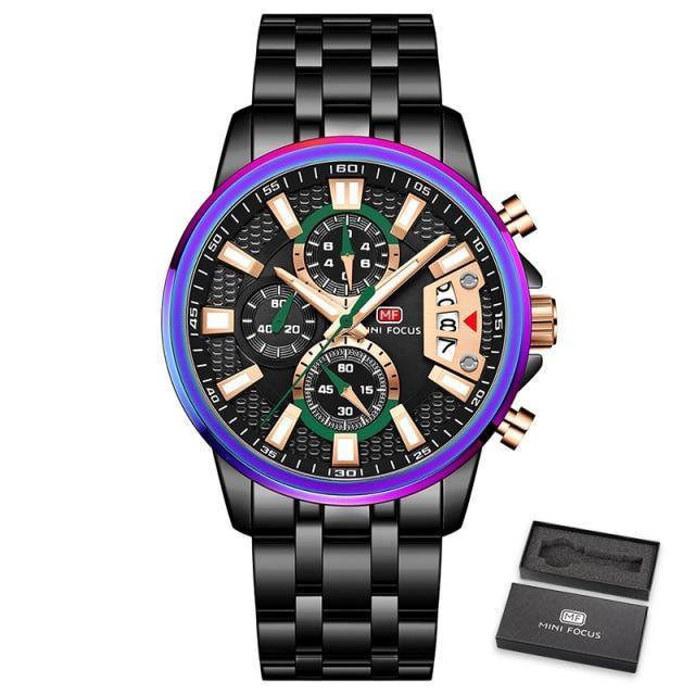 Men's Luxury Colorful Sport Quartz Watch ⌚✨ Waterproof Stainless Steel Multifunctional | 12 Colors 🖤💜💙