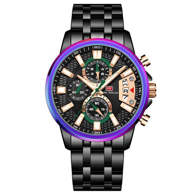 Men's Luxury Colorful Sport Quartz Watch ⌚✨ Waterproof Stainless Steel Multifunctional | 12 Colors 🖤💜💙