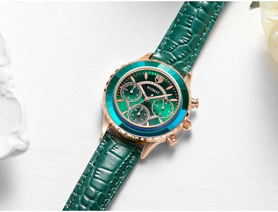 Women's Luxury Multifunctional Business Watch ⌚✨ Chronograph Quartz Leather Strap | Green, Blue, Purple & Brown 💚💙💜