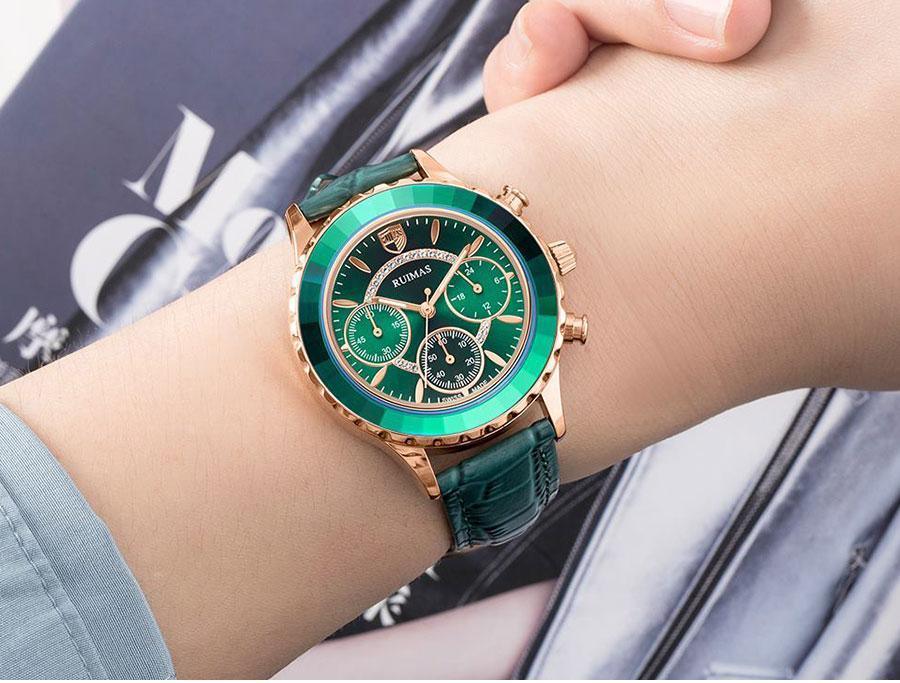 Women's Luxury Multifunctional Business Watch ⌚✨ Chronograph Quartz Leather Strap | Green, Blue, Purple & Brown 💚💙💜