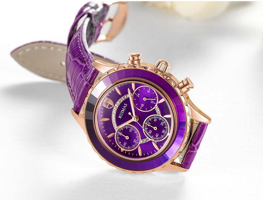 Women's Luxury Multifunctional Business Watch ⌚✨ Chronograph Quartz Leather Strap | Green, Blue, Purple & Brown 💚💙💜