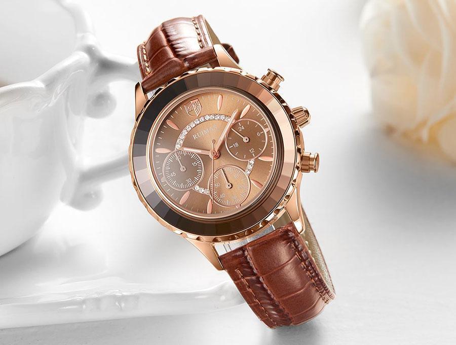 Women's Luxury Multifunctional Business Watch ⌚✨ Chronograph Quartz Leather Strap | Green, Blue, Purple & Brown 💚💙💜