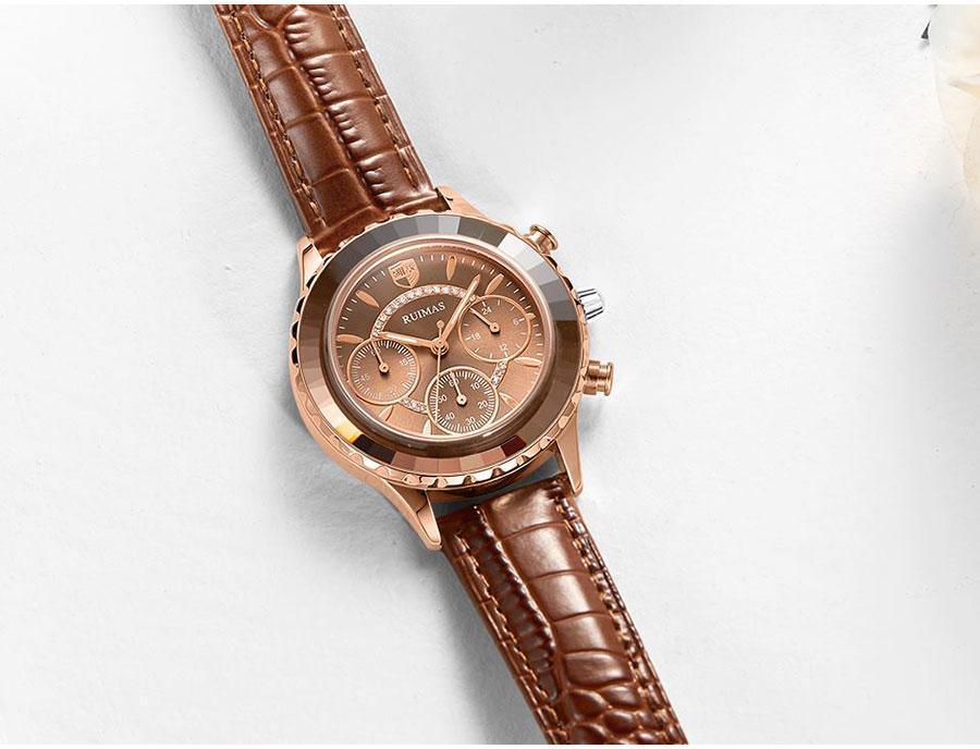 Women's Luxury Multifunctional Business Watch ⌚✨ Chronograph Quartz Leather Strap | Green, Blue, Purple & Brown 💚💙💜