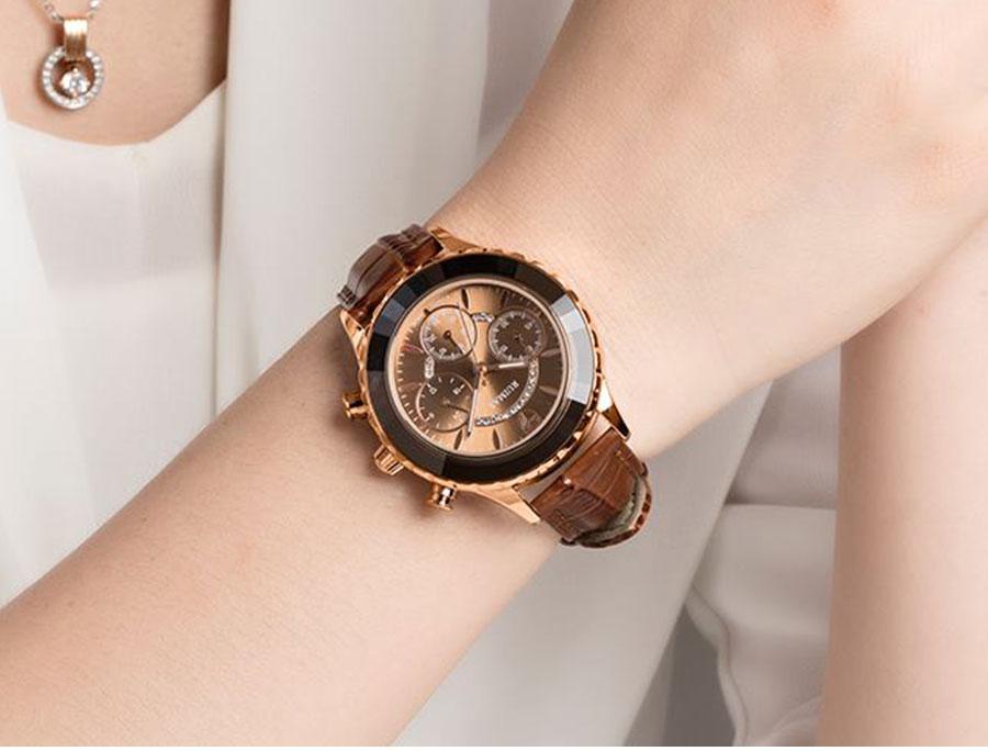 Women's Luxury Multifunctional Business Watch ⌚✨ Chronograph Quartz Leather Strap | Green, Blue, Purple & Brown 💚💙💜