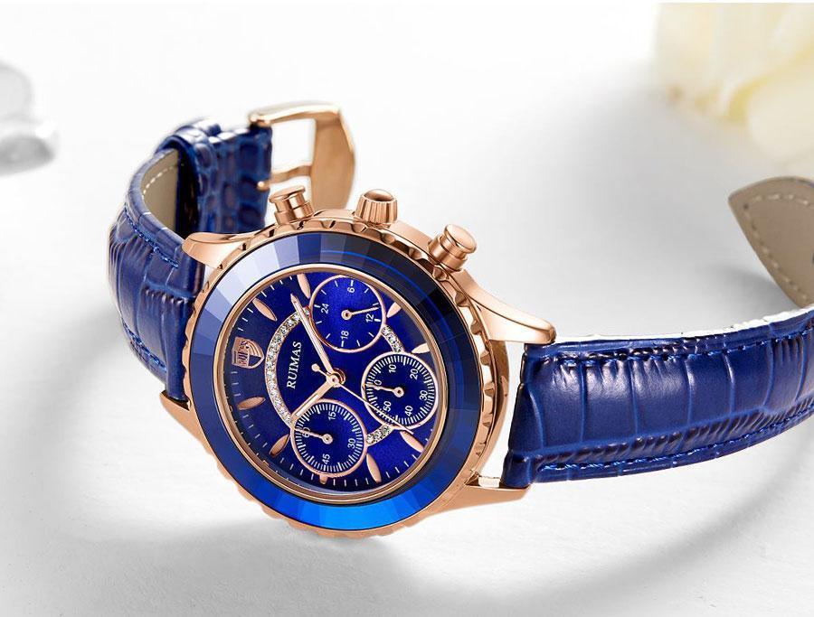 Women's Luxury Multifunctional Business Watch ⌚✨ Chronograph Quartz Leather Strap | Green, Blue, Purple & Brown 💚💙💜