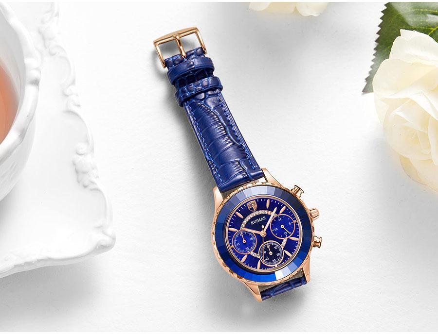 Women's Luxury Multifunctional Business Watch ⌚✨ Chronograph Quartz Leather Strap | Green, Blue, Purple & Brown 💚💙💜