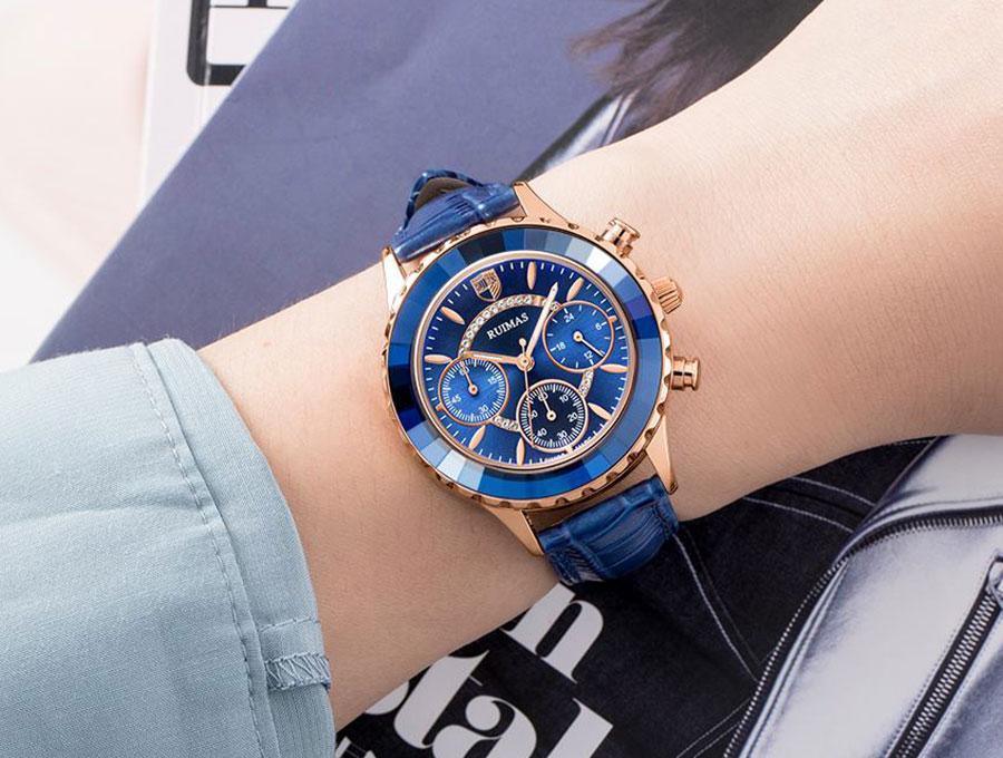 Women's Luxury Multifunctional Business Watch ⌚✨ Chronograph Quartz Leather Strap | Green, Blue, Purple & Brown 💚💙💜