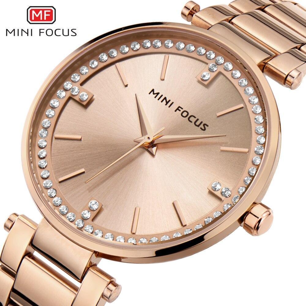 Women's Luxury Crystal Quartz Watch ⌚✨ Waterproof Stainless Steel Strap | 8 Colors 💚💛🖤