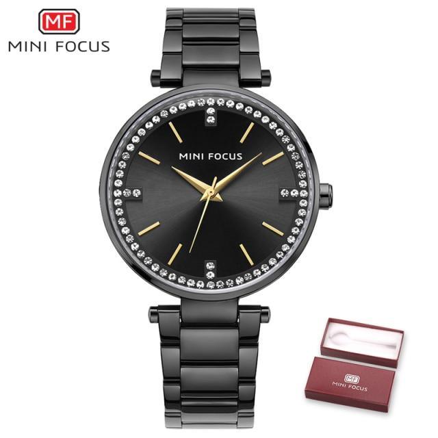 Women's Luxury Crystal Quartz Watch ⌚✨ Waterproof Stainless Steel Strap | 8 Colors 💚💛🖤