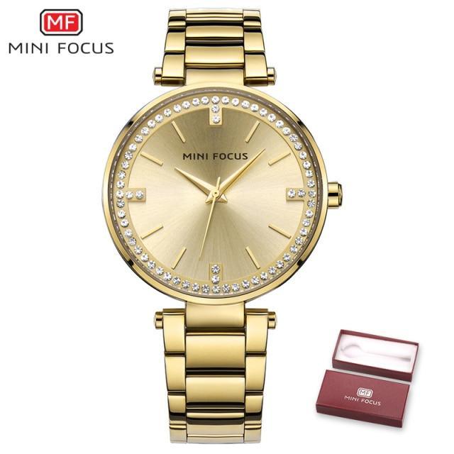 Women's Luxury Crystal Quartz Watch ⌚✨ Waterproof Stainless Steel Strap | 8 Colors 💚💛🖤