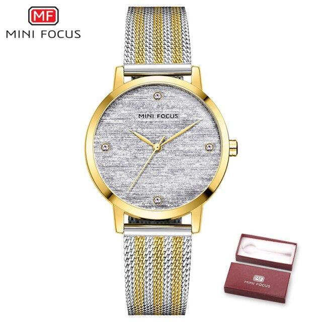 Women's Luxury Gold Mesh Quartz Watch ⌚✨ Waterproof Stainless Steel Elegant Design | 5 Colors 💛🖤🪨