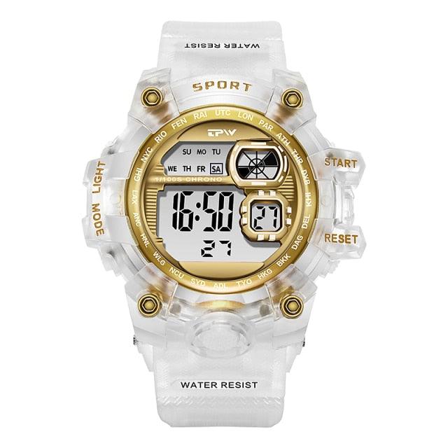Women's Digital Sport Watch ⌚✨ Transparent Silicone Strap Stopwatch Alarm Dual Time | 5 Colors 🖤❤️🤍