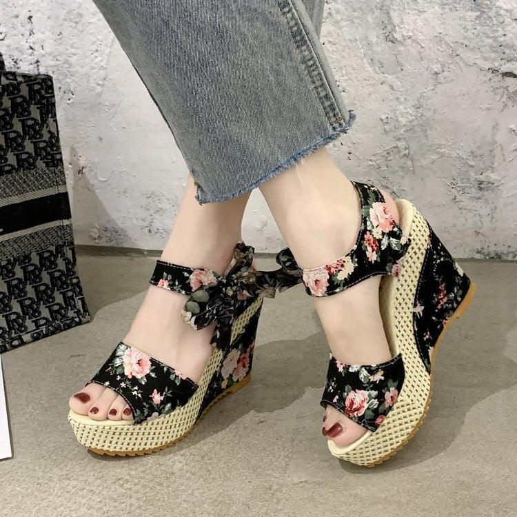 Bowknot Lace-Up Platform Sandals ✨👠🎀 Women's High Heel Ankle Strap Slingback | 6 Colors 🖤💜💙