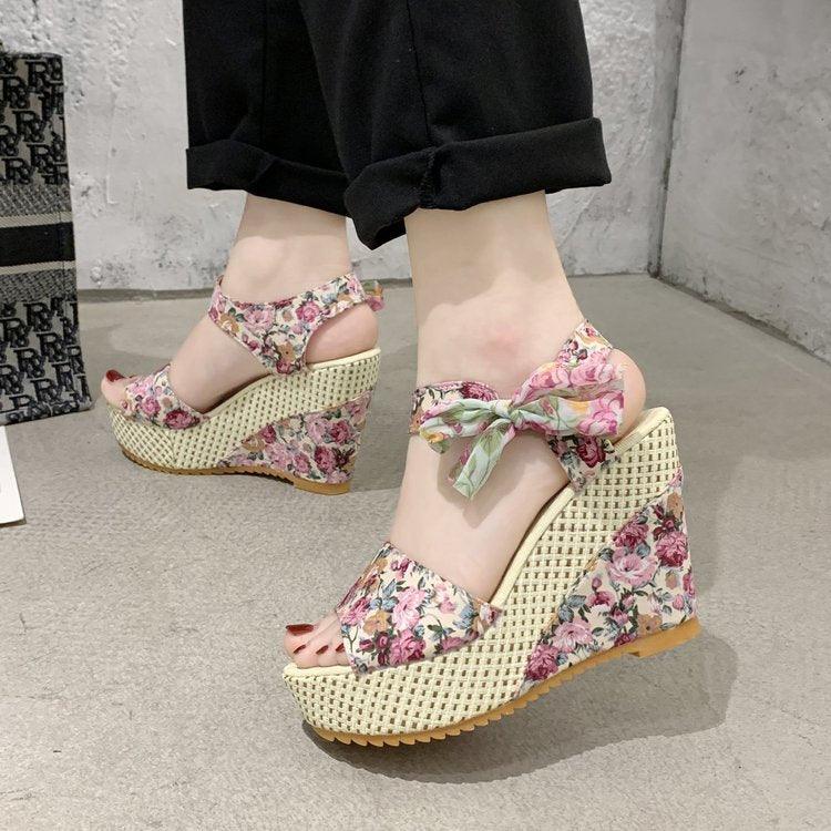 Bowknot Lace-Up Platform Sandals ✨👠🎀 Women's High Heel Ankle Strap Slingback | 6 Colors 🖤💜💙