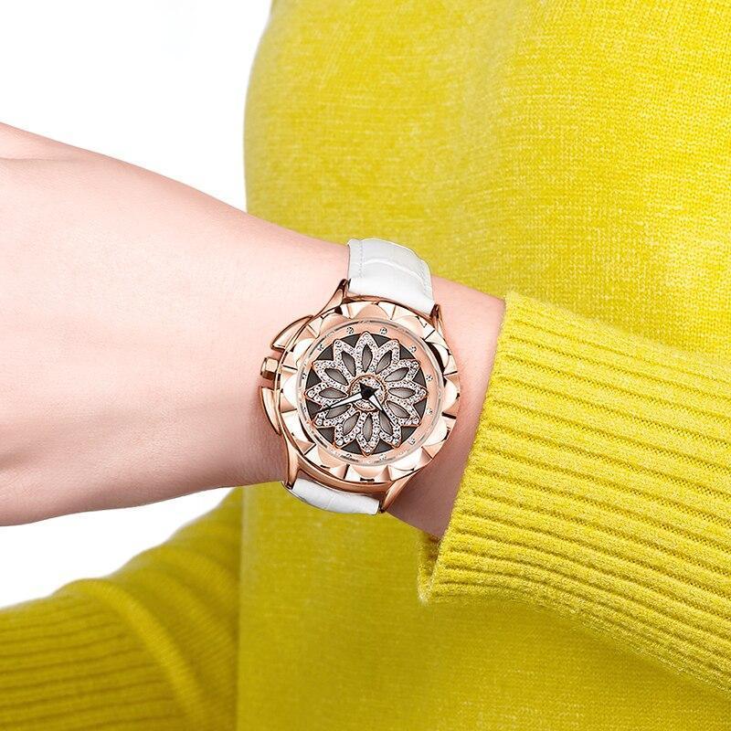 Women's Luxury Flower Dial Watch ⌚🌸✨ Analog Quartz Waterproof Leather Strap | Red, White & Black ❤️🤍🖤