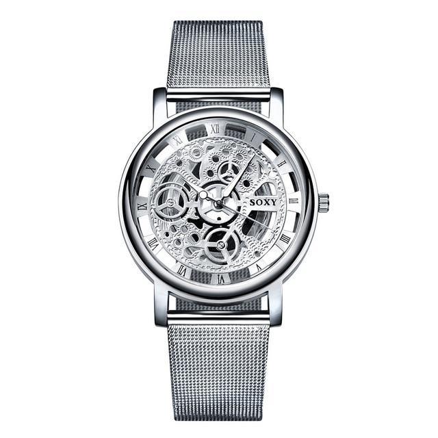 Unisex Luxury Metal Bracelet Watch ⌚✨ Unique Steel Design Elegant Gift | Silver & Gold 🤍🖤