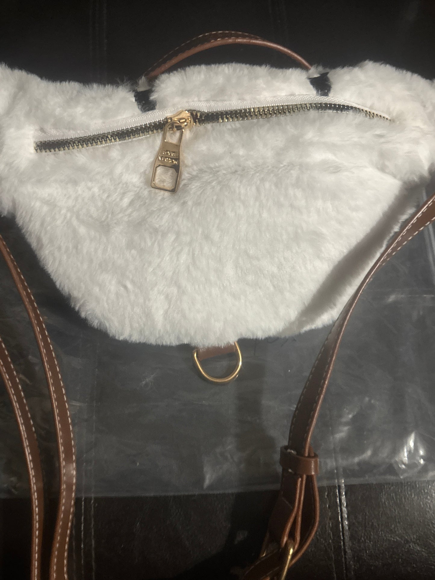 White Shearling Faux Fur Monogram Bumbag 🤍✨ #1556