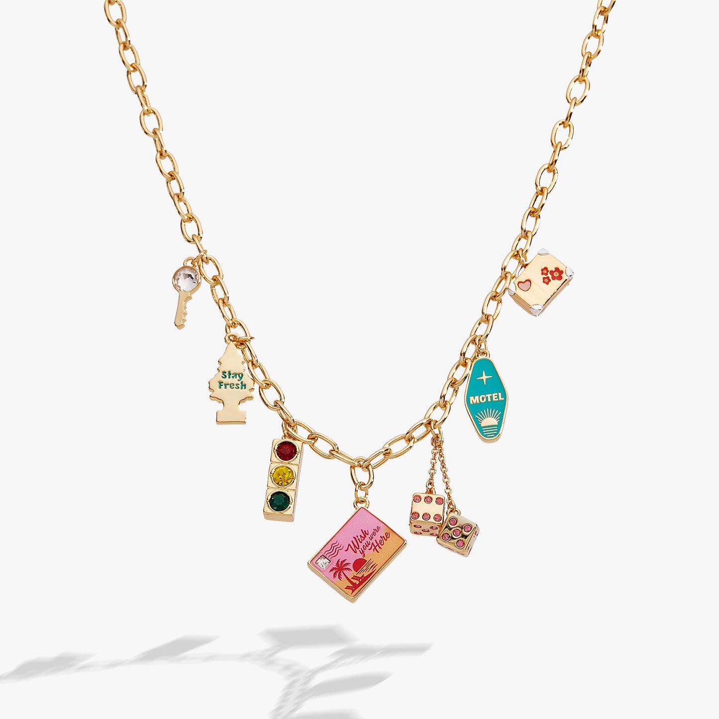 Road Trip Multi-Charm Necklace ✨🚗🧳🎮 Gold 7-Charm Adventure Necklace | Alex and Ani 💎👑