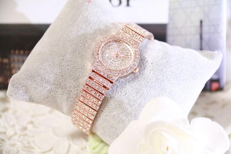 Women's Luxury Iced Out Crystal Rhinestone Watch ⌚✨ Small Dial Rose Gold Quartz | Rose Gold, Gold & Silver 🌹🤍