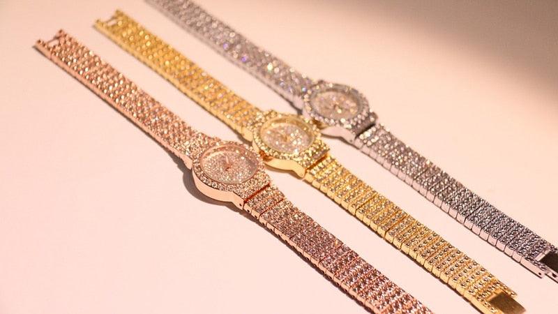 Women's Luxury Iced Out Crystal Rhinestone Watch ⌚✨ Small Dial Rose Gold Quartz | Rose Gold, Gold & Silver 🌹🤍