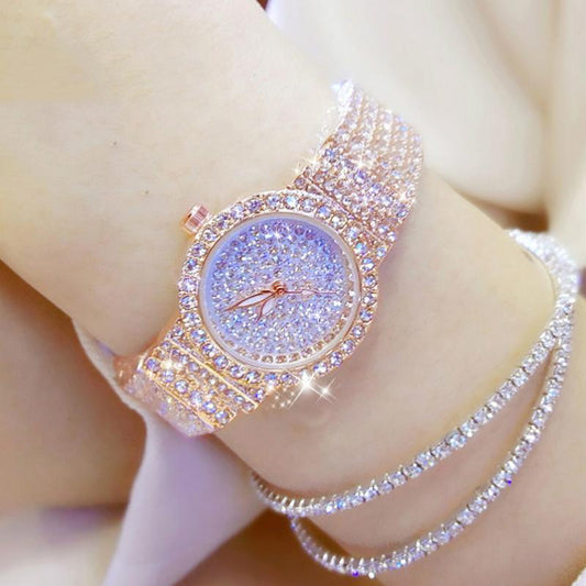 Women's Luxury Iced Out Crystal Rhinestone Watch ⌚✨ Small Dial Rose Gold Quartz | Rose Gold, Gold & Silver 🌹🤍