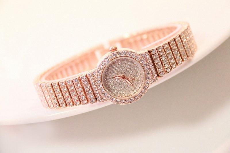 Women's Luxury Iced Out Crystal Rhinestone Watch ⌚✨ Small Dial Rose Gold Quartz | Rose Gold, Gold & Silver 🌹🤍