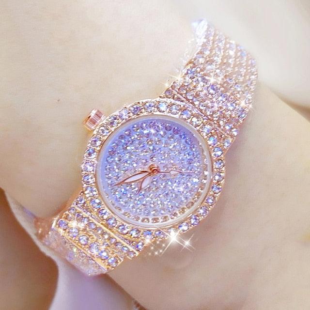 Women's Luxury Iced Out Crystal Rhinestone Watch ⌚✨ Small Dial Rose Gold Quartz | Rose Gold, Gold & Silver 🌹🤍
