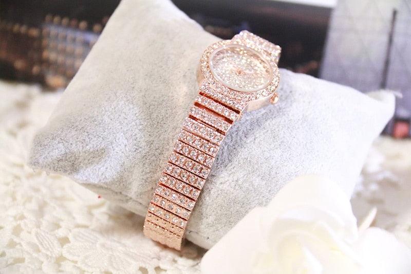 Women's Luxury Iced Out Crystal Rhinestone Watch ⌚✨ Small Dial Rose Gold Quartz | Rose Gold, Gold & Silver 🌹🤍