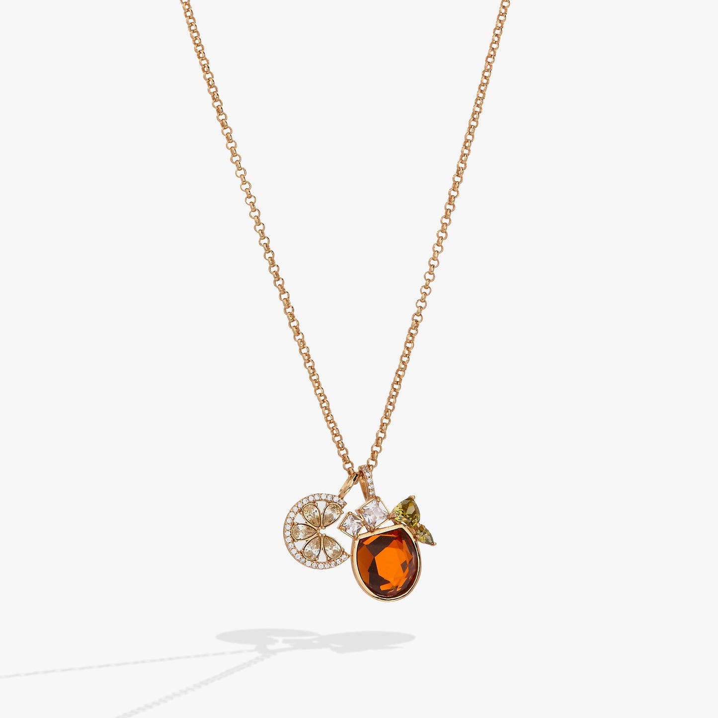 Spritz O'Clock Necklace ✨🍋🧃 Gold Aperol Spritz Crystal Charm Pendant | Alex and Ani 💎👑