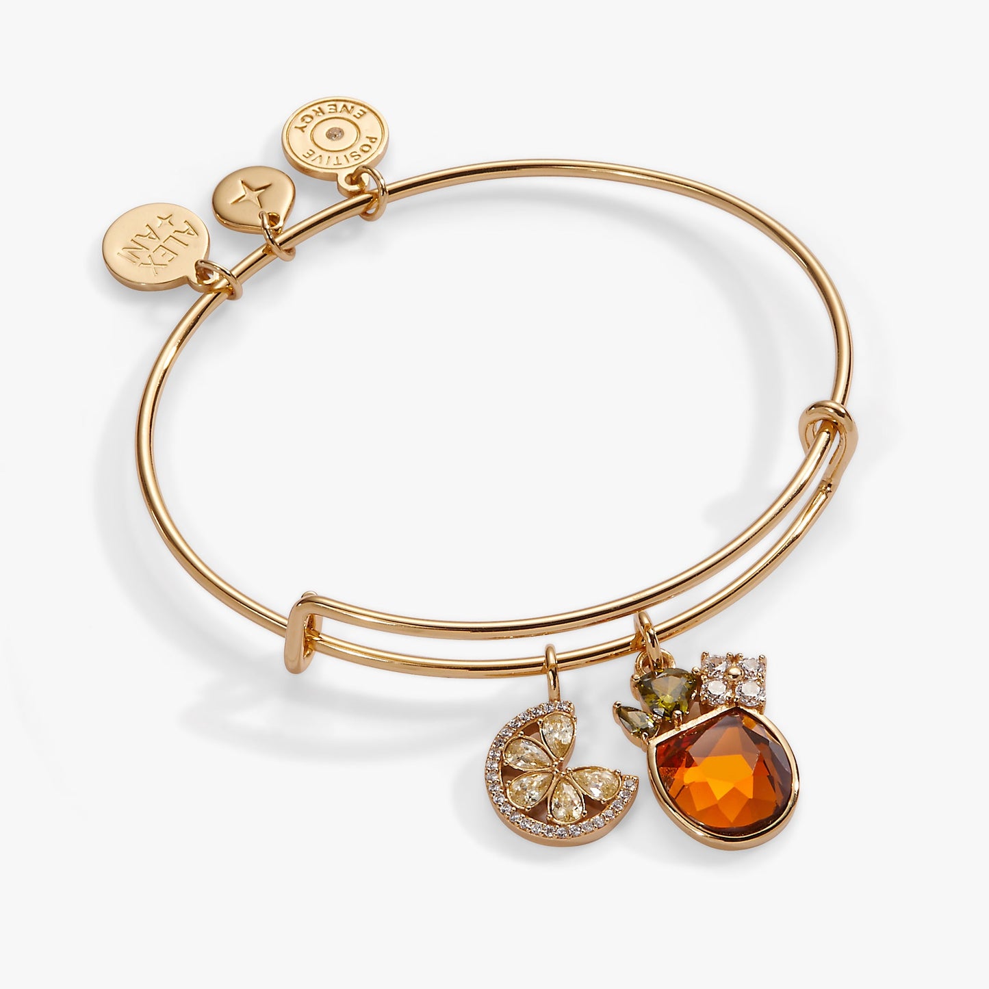 Spritz O'Clock Bangle ✨🍋🧃 Gold Aperol Spritz Crystal Charm Bracelet | Alex and Ani 💎👑