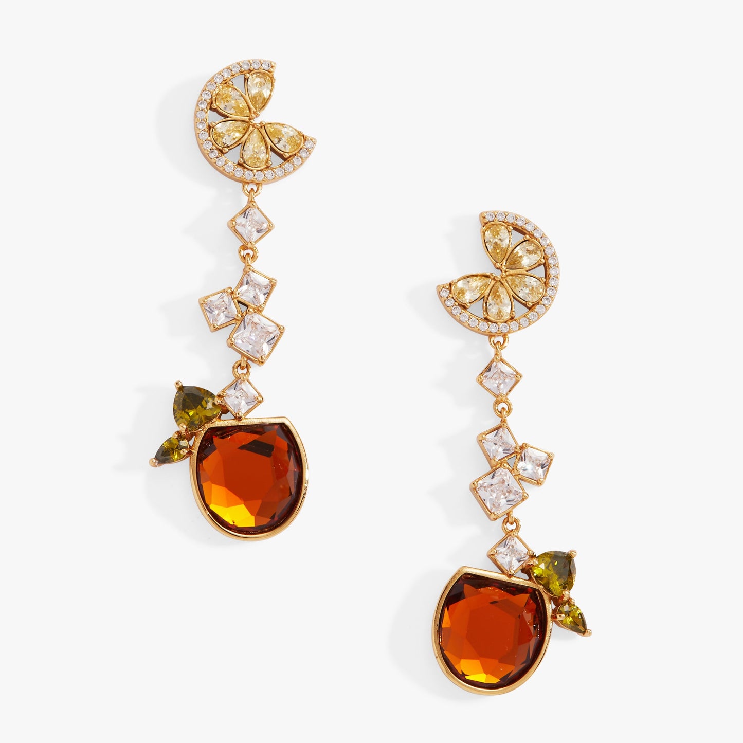 Spritz O'Clock Statement Earrings ✨🍋🧃 Gold Aperol Spritz Crystal Drop Earrings | Alex and Ani 💎👑